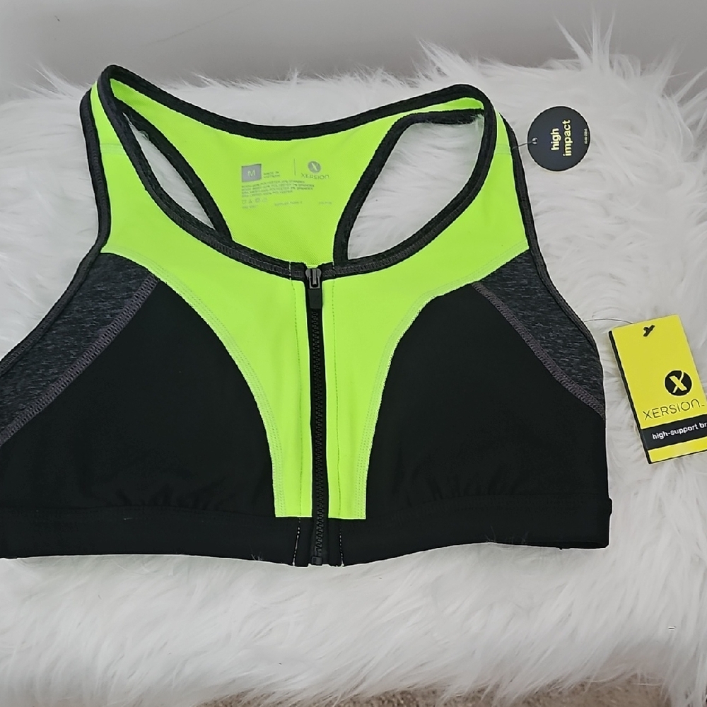 Xersion Women's Neon Yellow and Black Sports Bra